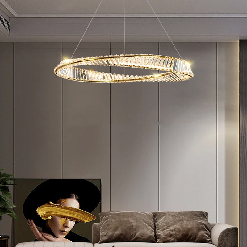 Shimmer Works (Single Ring Round) Modern Style Crystal Ring Chandelier